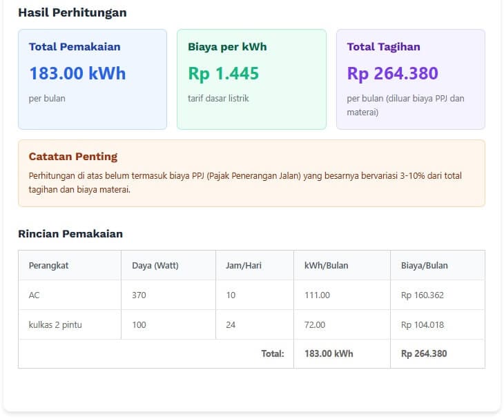 Kalkulator Tagihan Listrik PLN Online Toko Progress