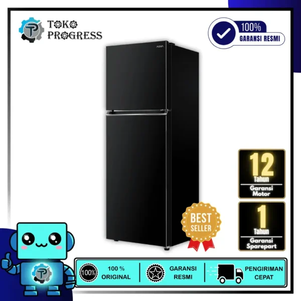 KULKAS 2 PINTU AQUA AQR-DTM285RA TWIN INVERTER TURBO COOLING