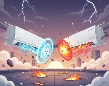 Adu Hemat AC 1/2 PK Aqua KR5FQAL VS Sharp AH-A5BEY