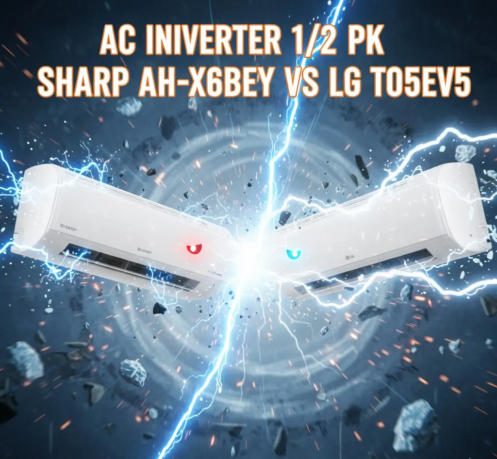 Adu Hemat AC Inverter 1/2 PK SHARP AH-X6BEY VS LG T05EV5