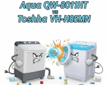 Mesin Cuci 2 Tabung Aqua QW-8011HT vs Toshiba VH-H85MN