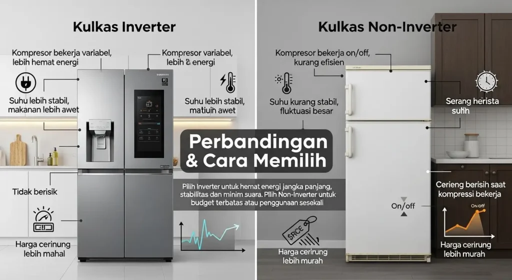 Kulkas Inverter vs Non-Inverter Perbandingan & Cara Memilih