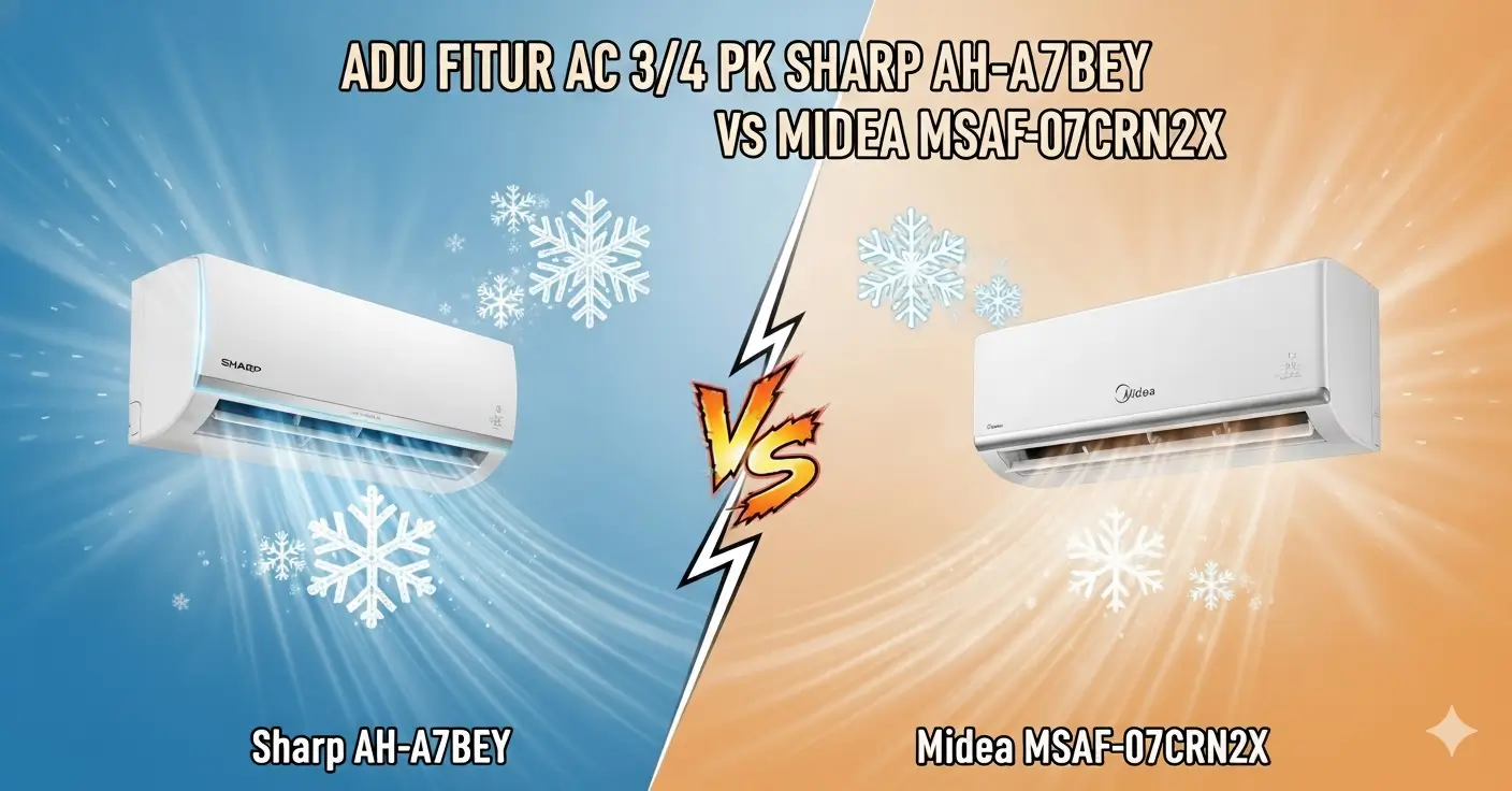 Adu Fitur AC 3/4 PK Sharp AH-A7BEY vs Midea MSAF-07CRN2X