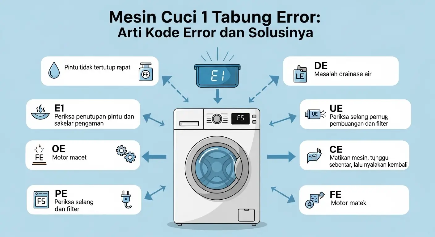 Mesin Cuci 1 Tabung Error: Arti Kode Error dan Solusinya