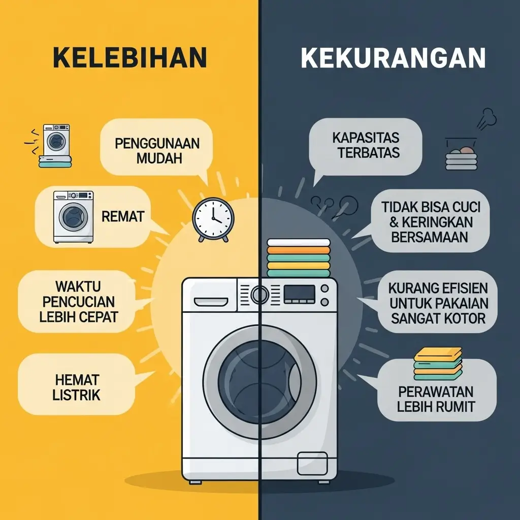 Kelebihan dan Kekurangn Mesin Cuci 1 Tabung