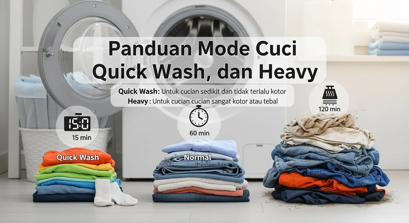 Panduan Mode Cuci Quick Wash, Normal, dan Heavy