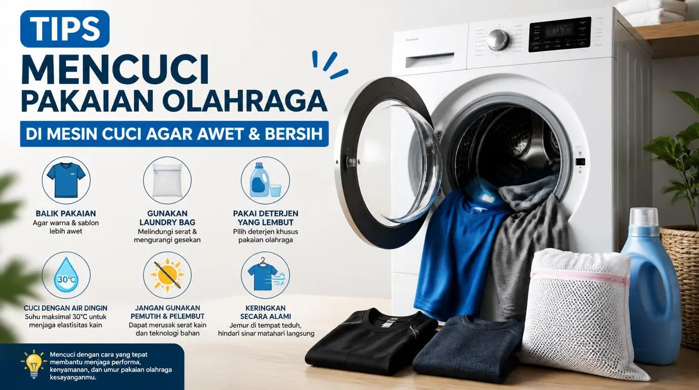 Tips Mencuci Pakaian Olahraga di Mesin Cuci agar Awet & Bersih