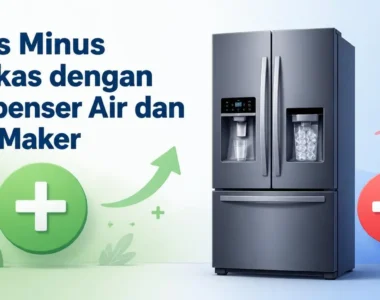 Plus Minus Kulkas dengan Dispenser Air dan Ice Maker
