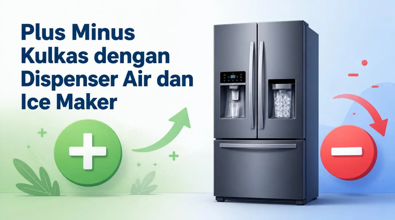 Plus Minus Kulkas dengan Dispenser Air dan Ice Maker