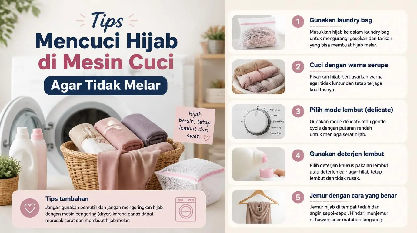 Tips Mencuci Hijab di Mesin Cuci Agar Tidak Melar