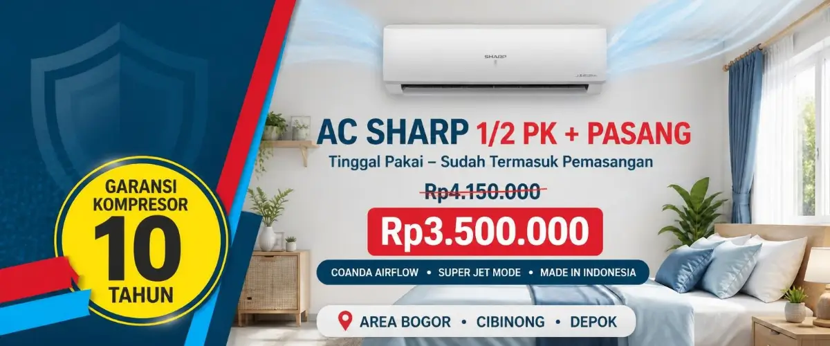 Promo AC Sharp 1/2 PK AH-A5BEY Plus Pasang